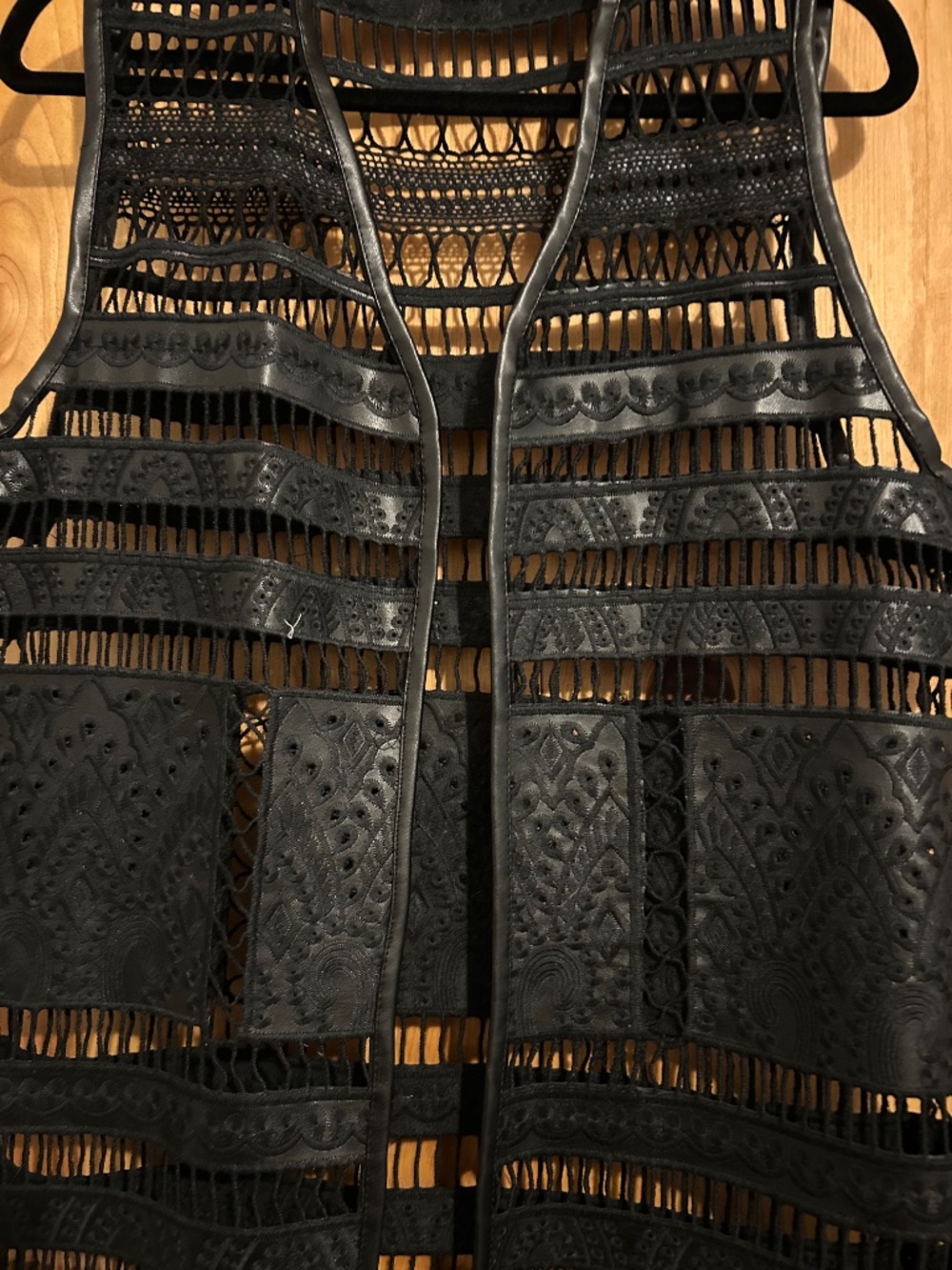 Faux Leather Black Vest OS - Picture 3 of 3